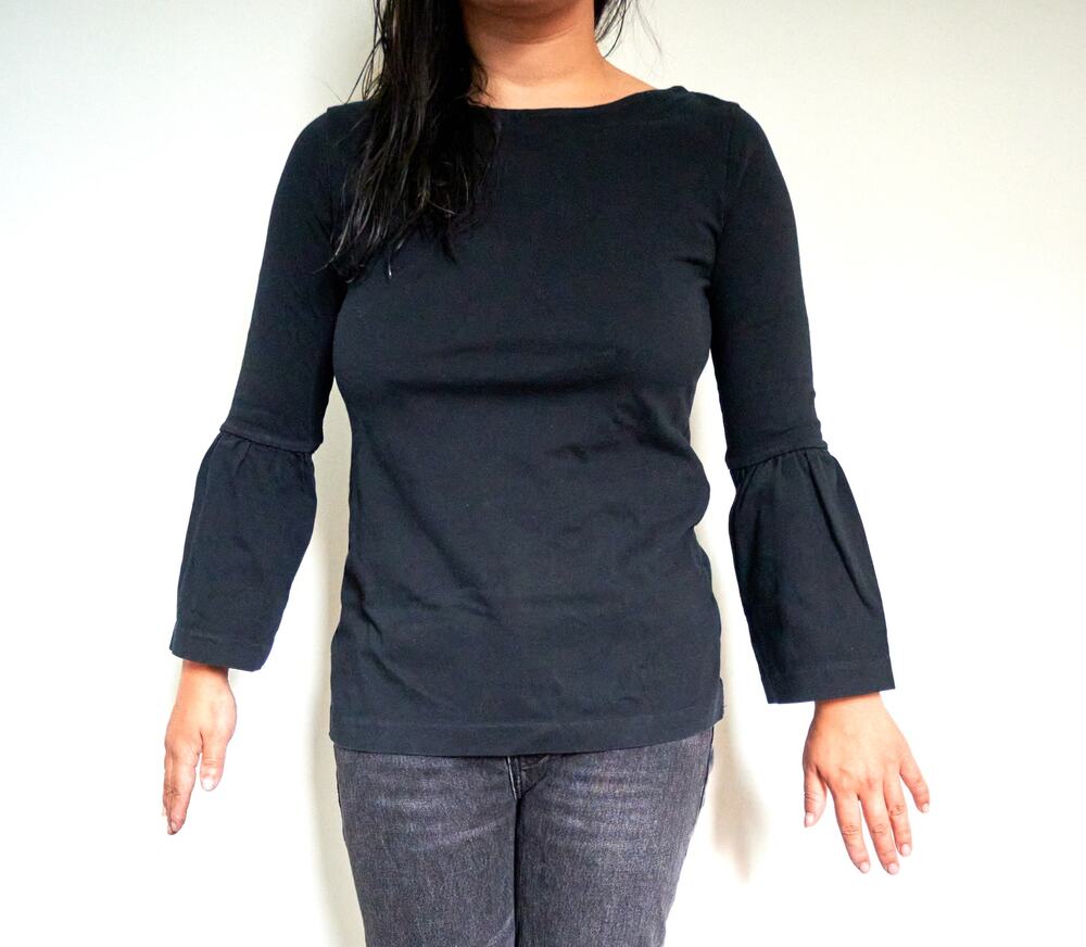 J.Crew Black Bell Sleeve Boat Neck Top XS